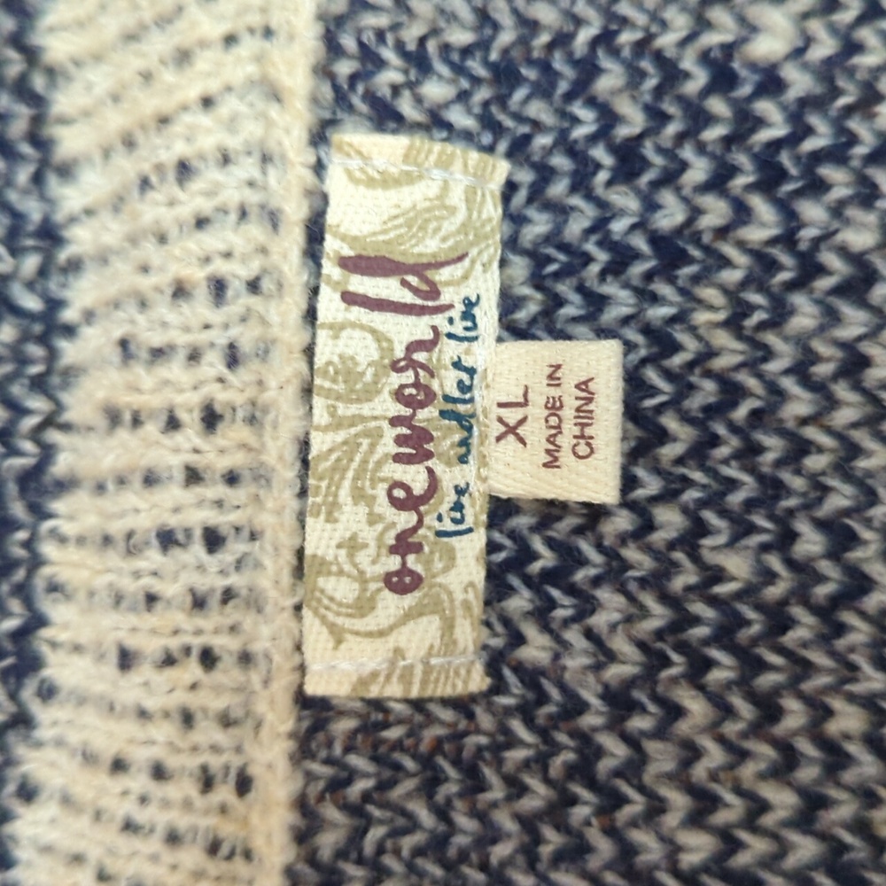 One World Blue Plaid Coatigan Sweater XL - Picture 5 of 7